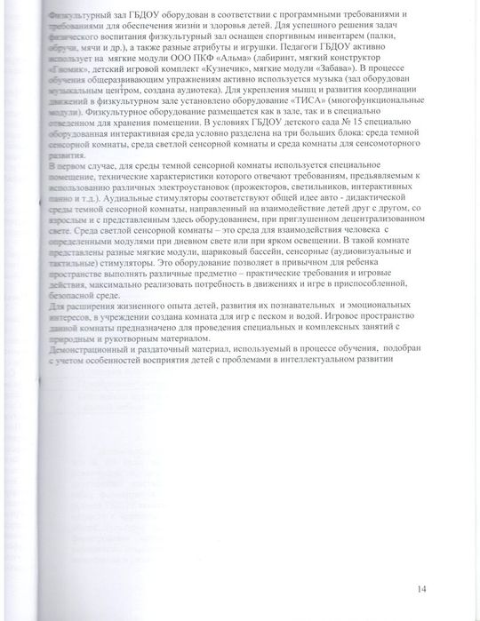 Программа развития ГБДОУ детского сада № 15 кмопенсирующего вида Выборгского района Санкт-Петербурга на 2014-2019 годы